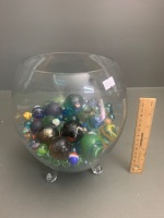 Collection of Vintage Marbles in Bowl