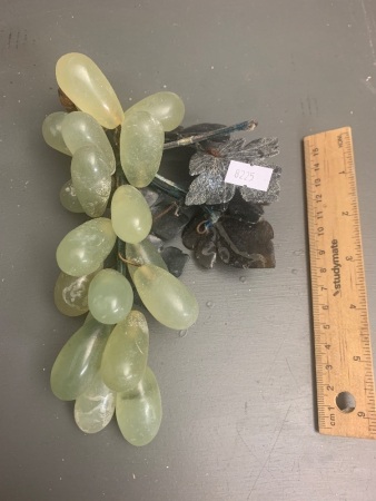 Vintage Bunch of Jade Grapes and Foliage - App. 200mm Long
