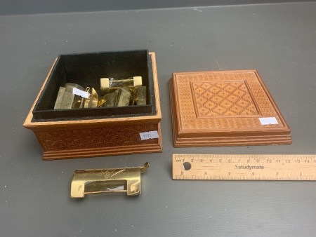 Vintage Chines Woven Bamboo Tribket Box with 8 Brass Chinese Furniture Locks