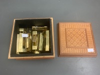 Vintage Chines Woven Bamboo Tribket Box with 8 Brass Chinese Furniture Locks - 2