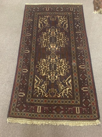 Vintage Hand Knotted Persian Wool Rug from Isfahan in Purple / Red with Central Design
