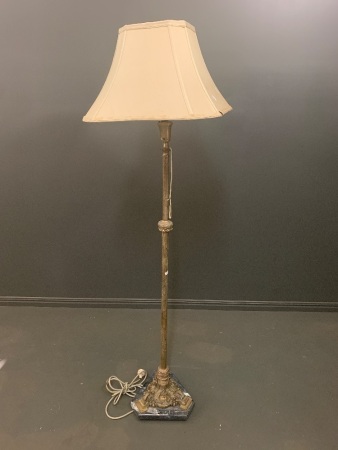 Vintage Brass Standard Lamp on Marble Base