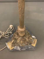 Vintage Brass Standard Lamp on Marble Base - 2