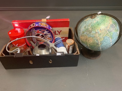 Asstd Large Box of Bric-a-Brac Inc World Globe