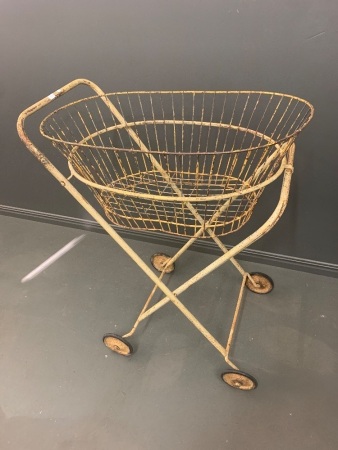 Vintage Steel Laundry Basket and Trolley