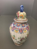 Vintage Tall Delft Lidded Jar with Lion on Top - As Is - 3