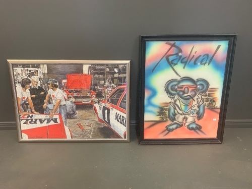 Framed Peter Brock Puzzle and Radical Screen Print