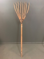 Antique African Hay Fork with Leather Bound Tines