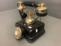 Vintage Style Black and Brass Dial Telephone - 2