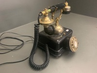 Vintage Style Black and Brass Dial Telephone - 3