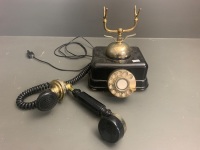 Vintage Style Black and Brass Dial Telephone - 4