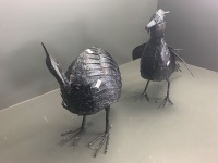 2 Hand Made Painted Steel Garden Birds - 2