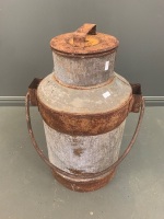 Vintage Galvanised Milk Can With Handle