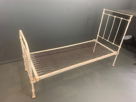 Antique Cast Iron Framed Single Bed