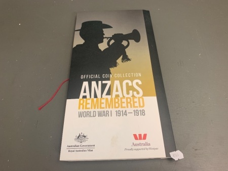 Anzacs Remembered Official 2015 Complete Coin Collection in Wallet