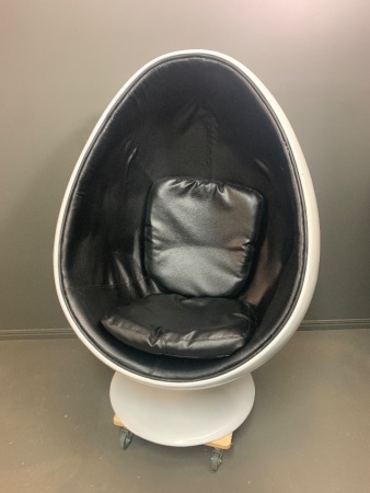 1970's Fibreglass Swivel Egg Chair Recently Professionally Re-Upholstered
