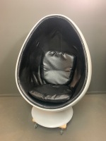 1970's Fibreglass Swivel Egg Chair Recently Professionally Re-Upholstered