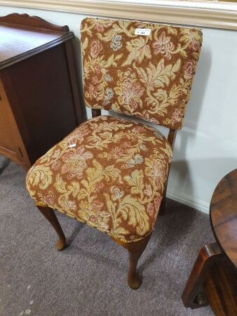 Tapestry Upholstered Chair with Q.Anne Legs