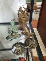 Small Bronze Seated Figure, Indian Brass Paperweight, Snail and Bells - 2