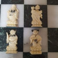 Beautifully Carved Chinese Antique Ivery Chess Set and Later Quartz/Marble Board - 8