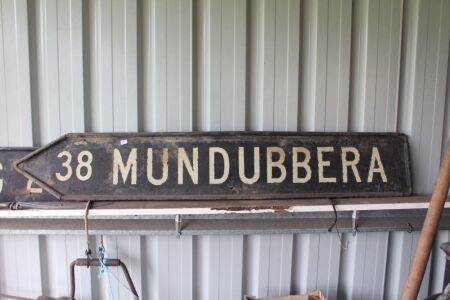 Vintage Mundubbera Road Sign 38 Miles - App. 1400mm x 200mm