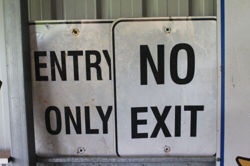 Pair of Reflective Entry Only and No Exit Road Signs - App. 450mm x 600mm