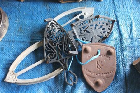 Collection of 5 Vintage Iron Trivets