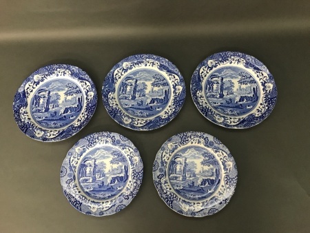 Spode Blue Italian Plates x 5