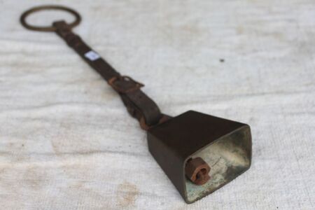 Vintage 3.5in Brass Animal Bell Marked Success to Horse Teams on Leather Strap