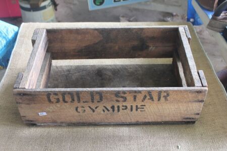 Vintage Gold Star Aerated Water Works Gympie Timber Crate - App. 520mm x 310mm x 170mm