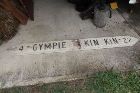 Hardwood Gympie Kin Kin Sign - App. 1930mm x 190mm x 30mm
