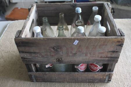 Vintage Tristam's 32oz Timber Crate with 12 Asstd Vintage Tristam's Bottles - App. 410mm x 290mm x 210mm