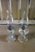 Pair of Greek Key Pressed Glass Kero Lamps - 2