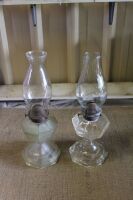 Pair of Greek Key Pressed Glass Kero Lamps - 3