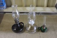 Asstd Lot of 2 Glass + 1 Ceramic Kero Lamps - 2