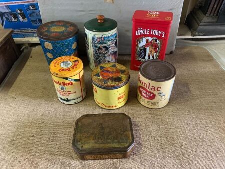 Asstd Lot of Vintage Tins inc. Chocolates, Ice Cream and Foods