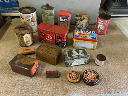 Asstd Lot of Vintage Tins inc. Food and Household