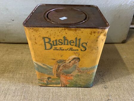 Vintage 6lb Bushells Yellow Tea Tin