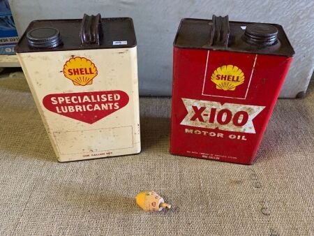 2 x Imp. Gallon Oil Tins Shell and Keyring