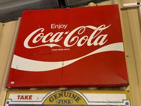 Vintage Steel Coca Cola Sign - App. 750mm x 640mm