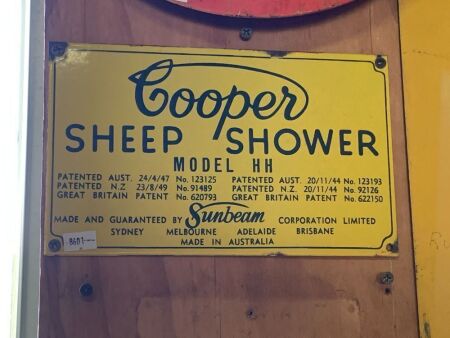 Vintage Enamelled Cooper Sheep Shower Sign - App. 250mm x 150mm