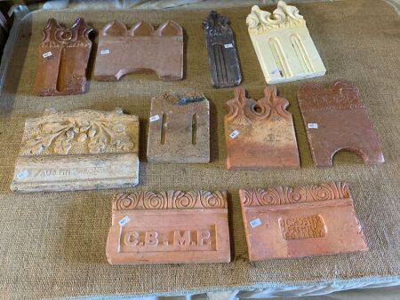 Lot of 10 Asstd Vintage Terracotta Edging Stones - Asstd Sizes App. 150mm x 200mm