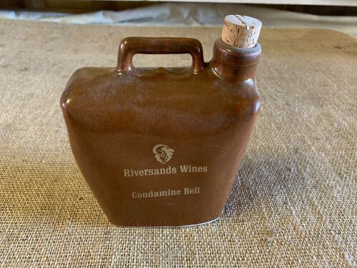 Riversands Wines Bendigo Pottery Condamine Bell 750ml Flagon - App. 130mm x 160mm