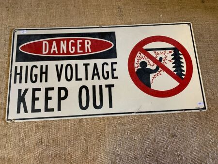 Printed Alloy Danger High Voltage Sign - App. 700mm x 350mm