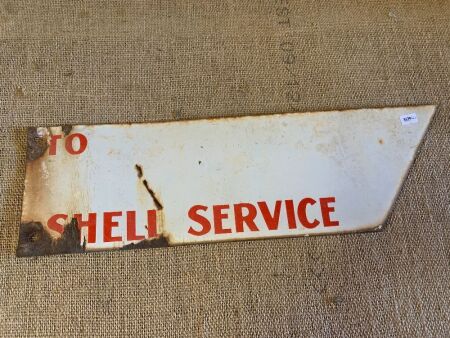 Vintage Enamelled To Shell Service Arrow Sign - App. 500mm x 150mm