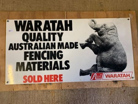 Screen Printed Tin Waratah Fencing Material Sign - App. 600mm x 300mm