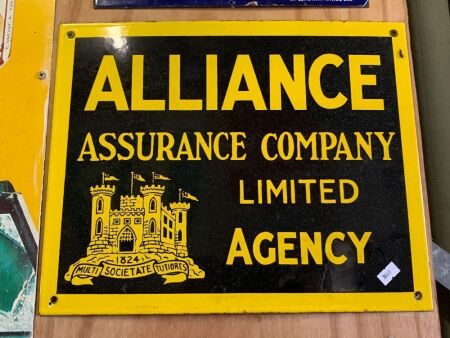 Vintage Alliance Assurance Co Ltd Agency Enamel Sign - App. 380mm x 310mm