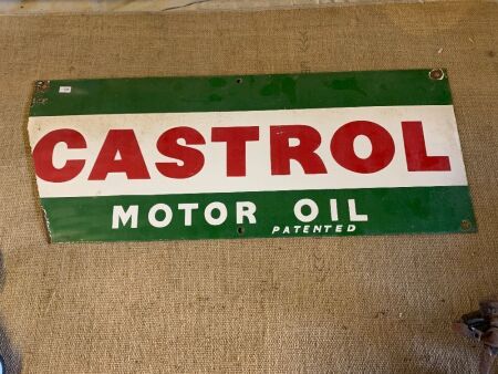 Vintage Enamel Castrol Motor Oil Sign - As Is Bottom Left Corner Missing - App. 760mm x 310mm