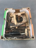 Box Lot of Vintage Stonemason Chisels etc.