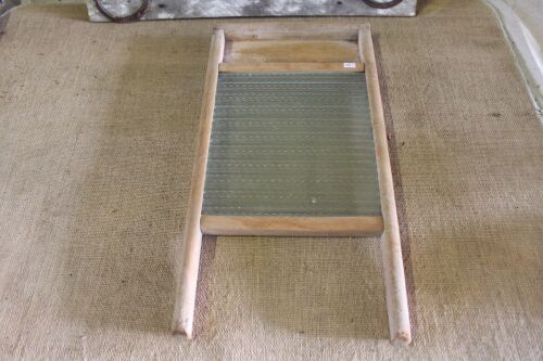 Antique Pine and Obscured Glass Washboard